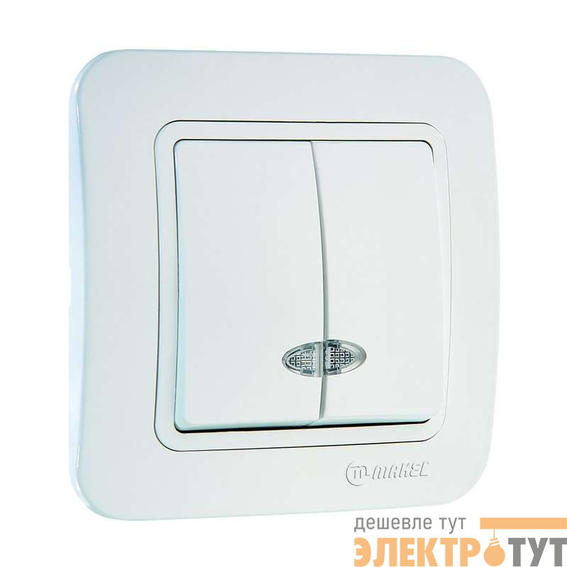 Выключатель 2-кл. СП Lillium 10А IP20 с подсветкой бел./бел. Makel 70023