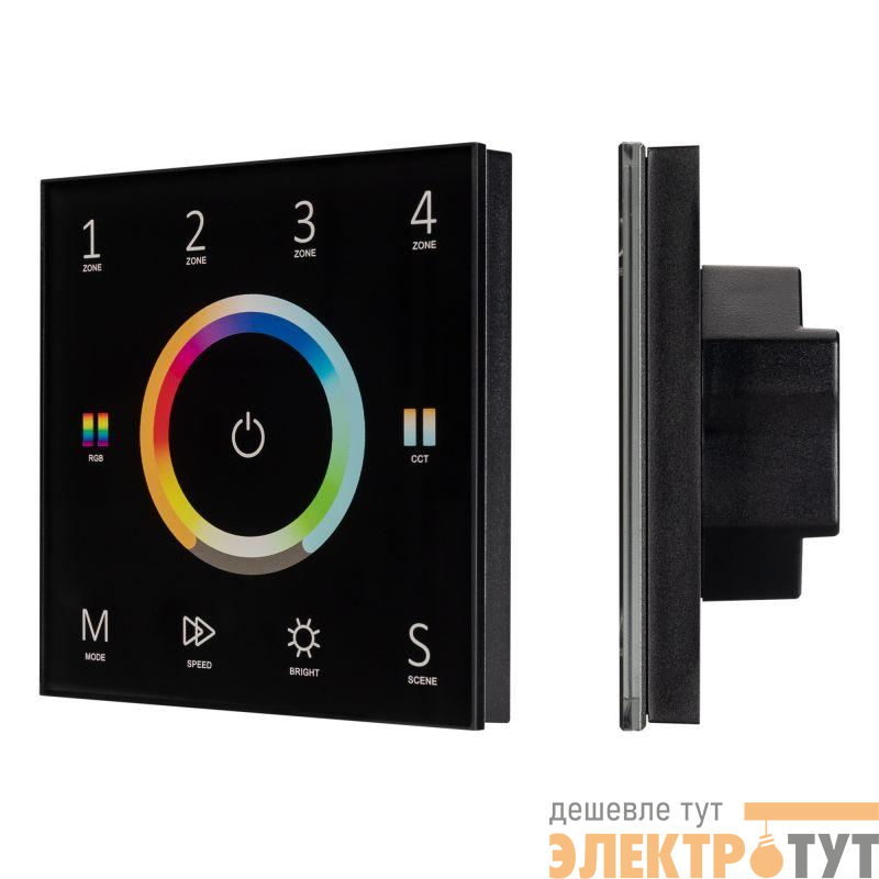 Панель Sens SMART-P67-MULTI Black (230В 4 зоны 2.4G) (IP20 пластик) Arlight 028322