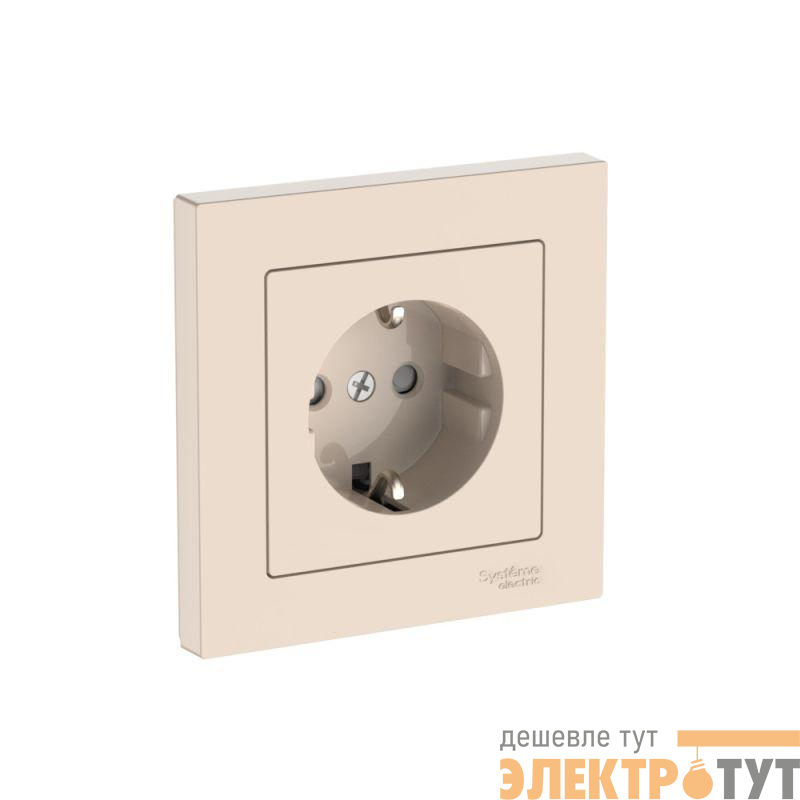 Розетка AtlasDesign 16А с заземл. защ. шторки быстрозажим. клем. в сборе беж. SE ATN000244S