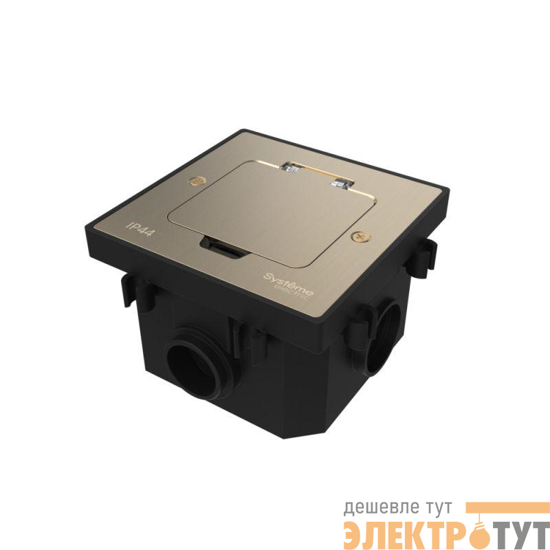 Лючок MultiDesk MDK20 на 2мод. IP44 с монтажной коробкой для бетонных полов никель SE MDK20202NC