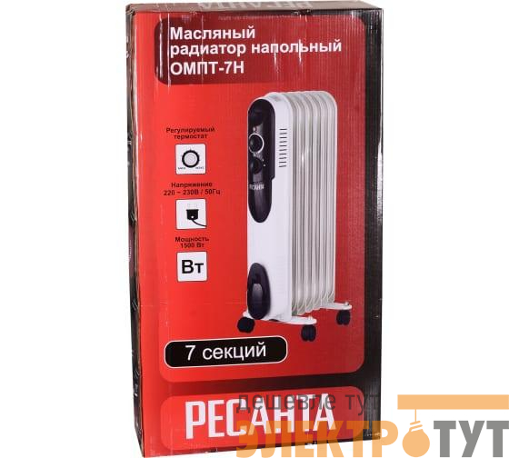 Радиатор масляный 7 секц. 1500Вт ОМПТ- 7Н Ресанта 67/3/3