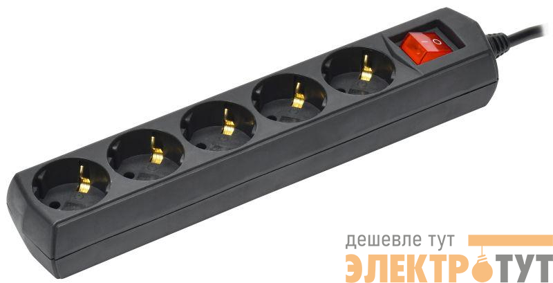 Удлинитель 5х3м с заземл. 10А IP20 У05В 250В ПВС 3х1 черн. GENERICA WYP10-10-05-03-ZK-K02-G