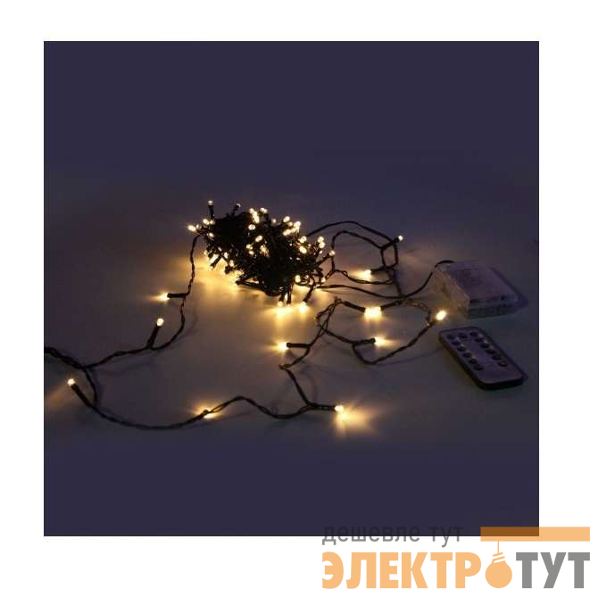 Гирлянда светодиодная "Нить" 8м 80LED тепл. бел. уличная 8 режимов элементы питания 3хAA SHLights 4690601045423