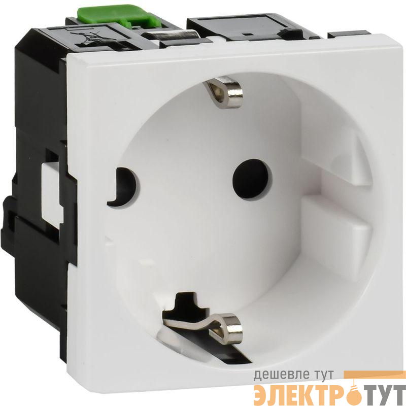 Розетка 2мод. 16А 250В 90град. с заземл. защ. шторки безвинт. зажимы бел. ИЭК Leg 4521055
