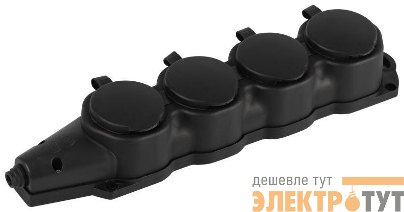Колодка ЭРА KX-4e-B-IP44 каучуковая с заземлением 4 розетки 16A IP44 черн. Эра Б0068394