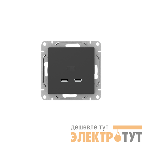 Розетка 2-м СП Эпика USB-C механизм черн. EKF UP1-SOB-2USBC