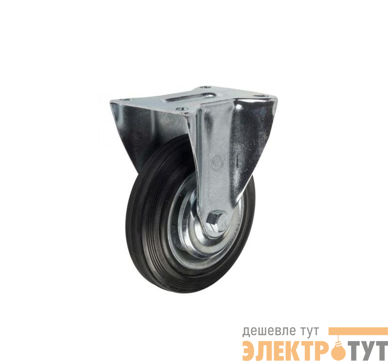 Колесо промышленное неповоротное стальной обод с резиновой шиной и роликоподшипником площадка d125 (уп.1шт) Tech-Krep/Zitar 127471