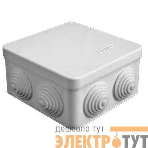 Коробка распределительная ОП 105х105х56мм IP54 7 выходов 4 гермоввода крышка защелкивающаяся сер. Epplast 100012