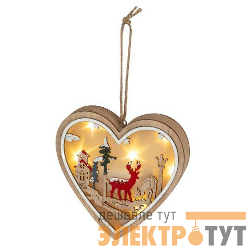 Светильник светодиодный новогодний Сердце подвесной 10см 2хАА ENGDS-5L Эра Б0060479