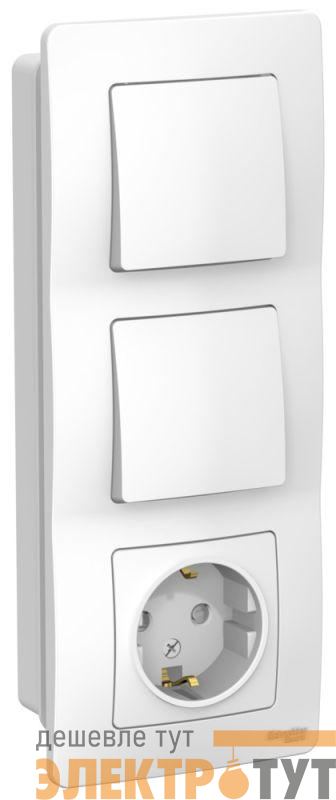 Блок СП Blanca (розетка с заземл. защ. шторки 16А 250В + 1-кл. выкл. + 1-кл. выкл.) бел. SE BLNBS101101