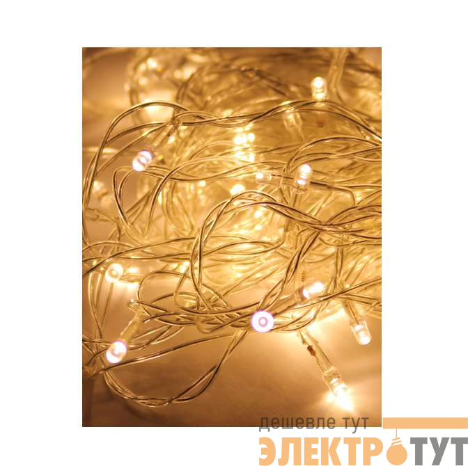Гирлянда светодиодная 80LED бел. прозр. провод 8.8м (7.3+1.5) 8 режимов мигания IP20 тепл. бел. Космос KOC_GIR80LED_W