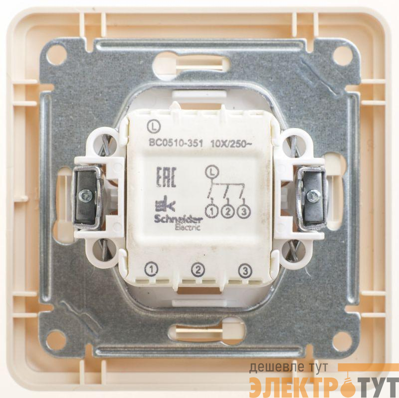 Выключатель 3-кл. СП W59 10А IP20 10AX в сборе сл. кость SchE VS0510-351-28