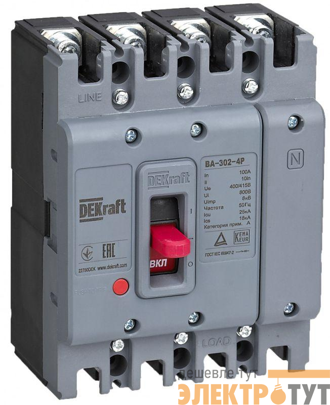 Выключатель автоматический 4п 16А 25кА ВА-302 DEKraft 22772DEK