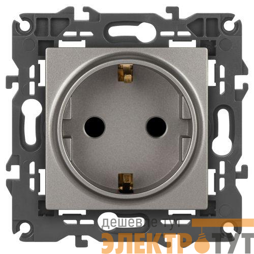Розетка Elegance 14-2102-16 16А 250В 2P+E Schuko защ. шторки титан Эра Б0065806