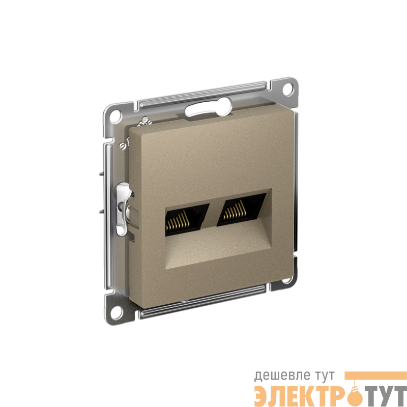 Розетка компьютерная 2-м AtlasDesign RJ45 кат.6A механизм шампань SE ATN000588