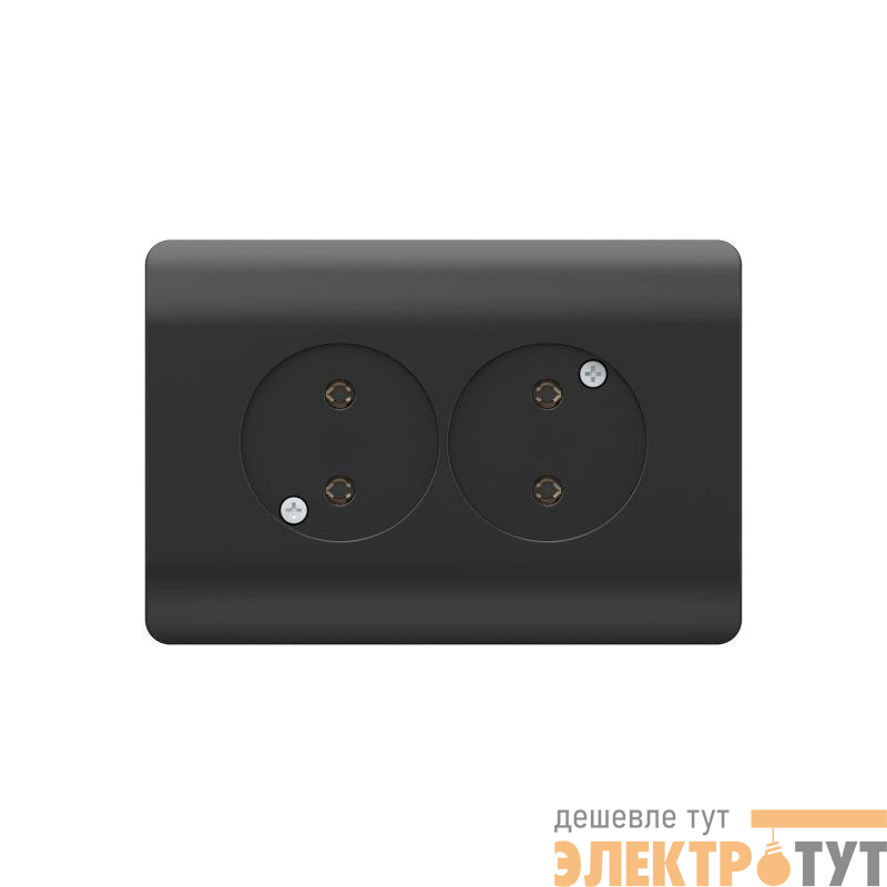 Розетка 2-м NEW3-E без заземл. защ. шторки 16А черн. CHINT 431492