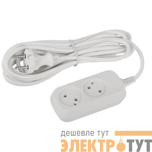 Удлинитель 2х5м без заземл. ПВС 2х0.75 UDL-10-250 Greenline Эра Б0065044