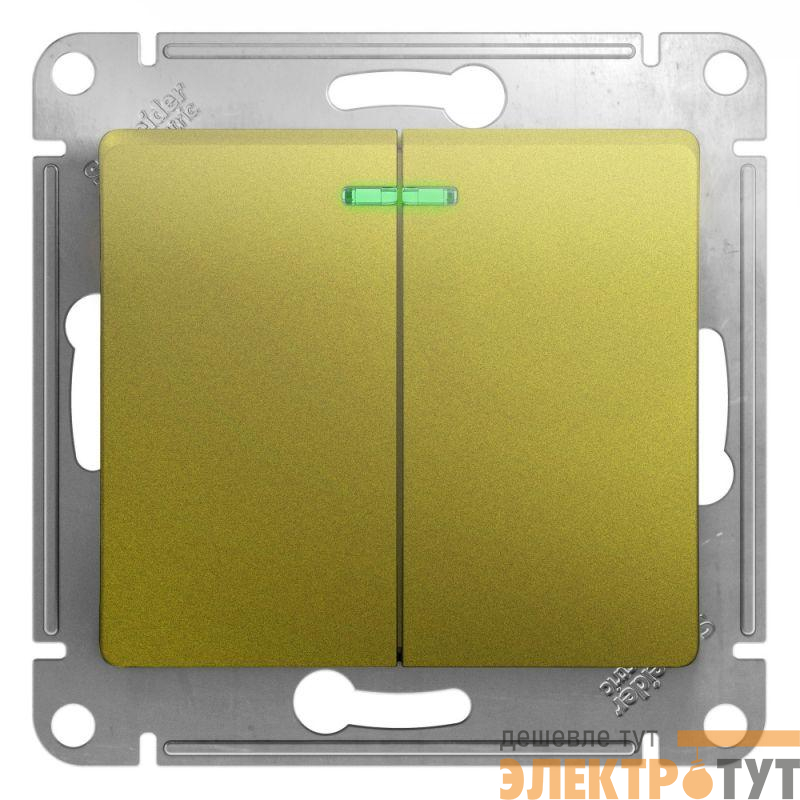 Механизм выключателя 2-кл. СП Glossa 10А IP20 (сх. 5а) 10AX с подсветкой фисташк. SchE GSL001053
