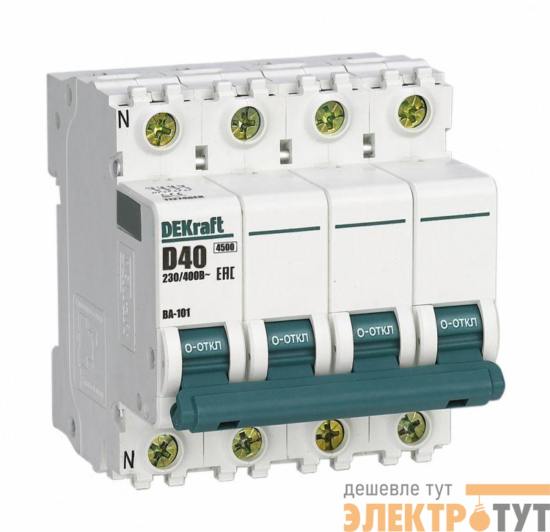 Выключатель автоматический модульный 4п (3P+N) D 40А 4.5кА ВА-101 SchE 11274DEK