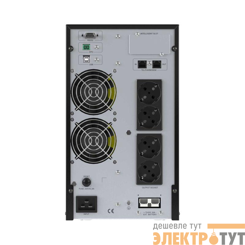 Источник бесперебойного питания онлайн для Small Tower 3000В.А/2700Вт 1/1 4хSchuko EPO USB RS-232 RJ45 без АКБ 7А.ч DKC SMALLT3A0PS
