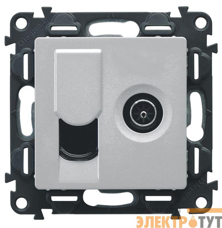 Панель лицевая Valena Life для розетки компьютерной + TV 2-м RJ45 + TV алюм. Leg 754832
