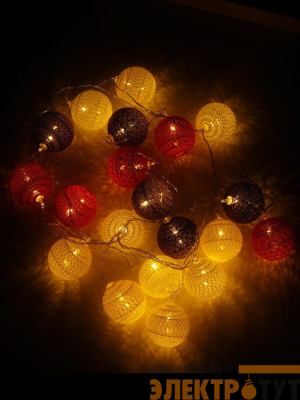 Гирлянда "Шарики" 2.85м ILD-20WW-CSH 20 тепл. бел. светодиодов для помещений SHLights 4690601047304