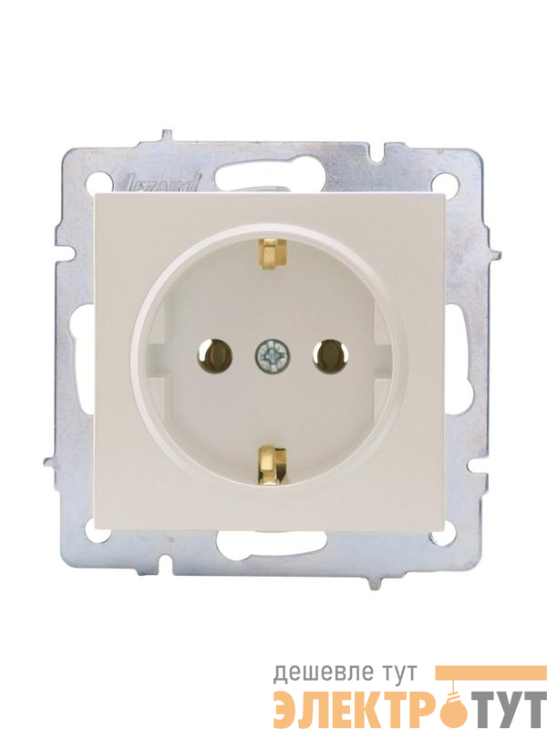 Розетка 1-м СП Vesna с заземл. ПБТ механизм жемчуж./бел. перламутр LEZARD 742-3088-122B