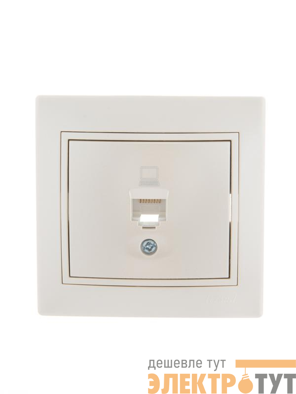 Розетка компьютерная 1-м СП Mira RJ45 16А IP20 со вставкой жемчуж./бел. перламутр. LEZARD 701-3030-139