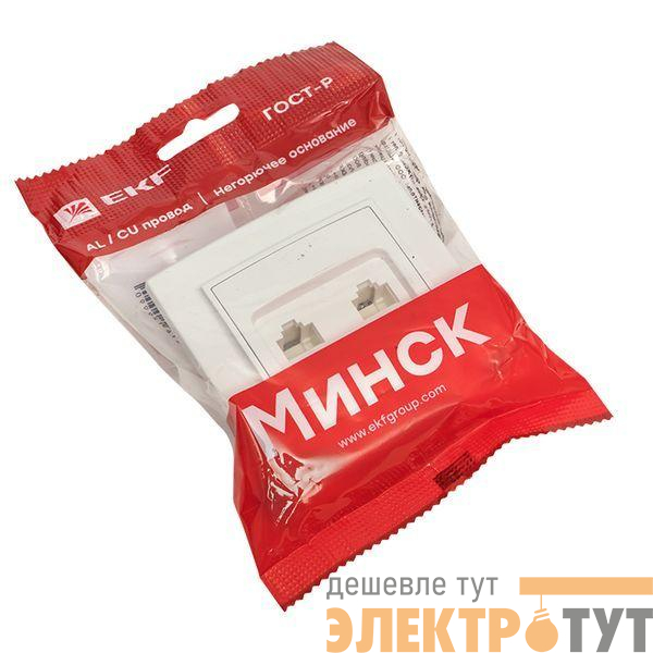Розетка компьютерная + телефонная 2-м СП Минск RJ45 + Phone бел. Basic EKF ERK00-135-10