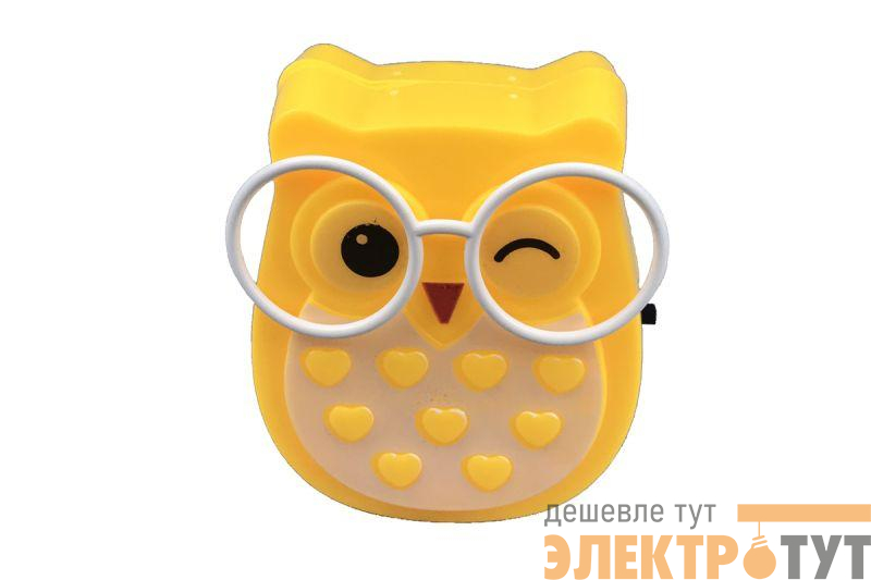 Светильник светодиодный NL-237 "Сова" 220В ночник с выкл. желт. Camelion 13812