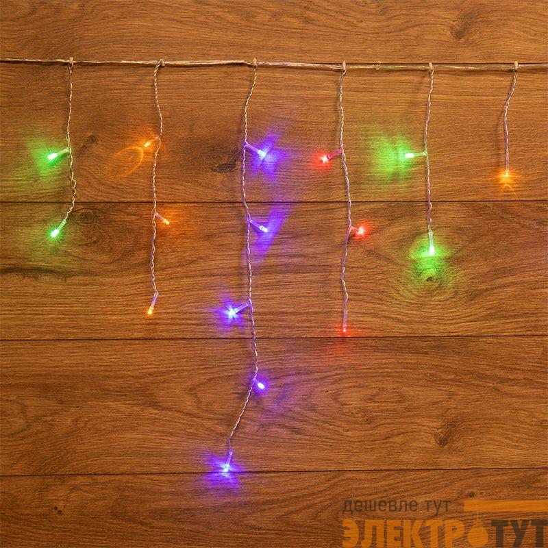 Гирлянда светодиодная "Айсикл" (бахрома) 1.8х0.5м 48LED мультиколор 4.1Вт 230В IP20 провод прозр. Neon-Night 255-019