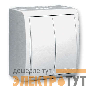 Выключатель 2-кл. ОП Simon 15 Aqua 10А IP54 с подсветкой винтов. зажим бел. Simon 1594399-030