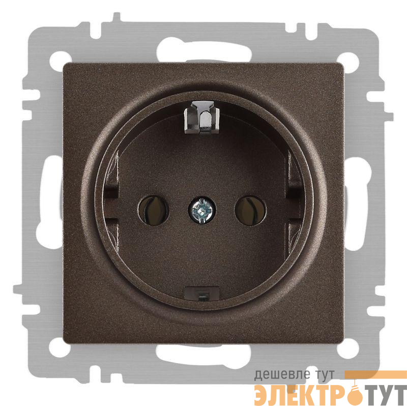Розетка 1-м СП Accent 6-202-08 16А IP20 250В 2P+E Schuko бронза Intro Б0063699