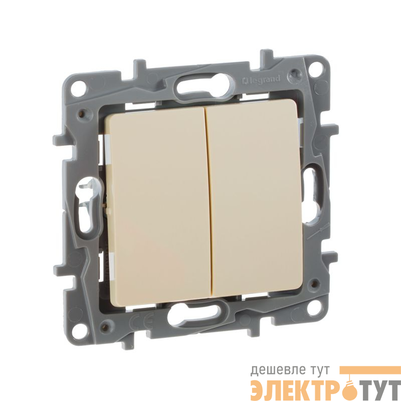 Переключатель 2-кл. 1п 1мод. СП Etika Plus 10А IP20 250В 10AX безвинтов. зажимы механизм сл. кость IEK 672312