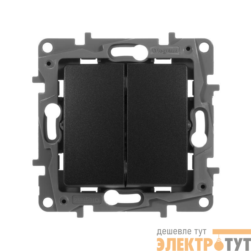 Выключатель 2-кл. СП Etika 10А IP20 250В 10AX авт. зажимы механизм антрацит Leg 672602