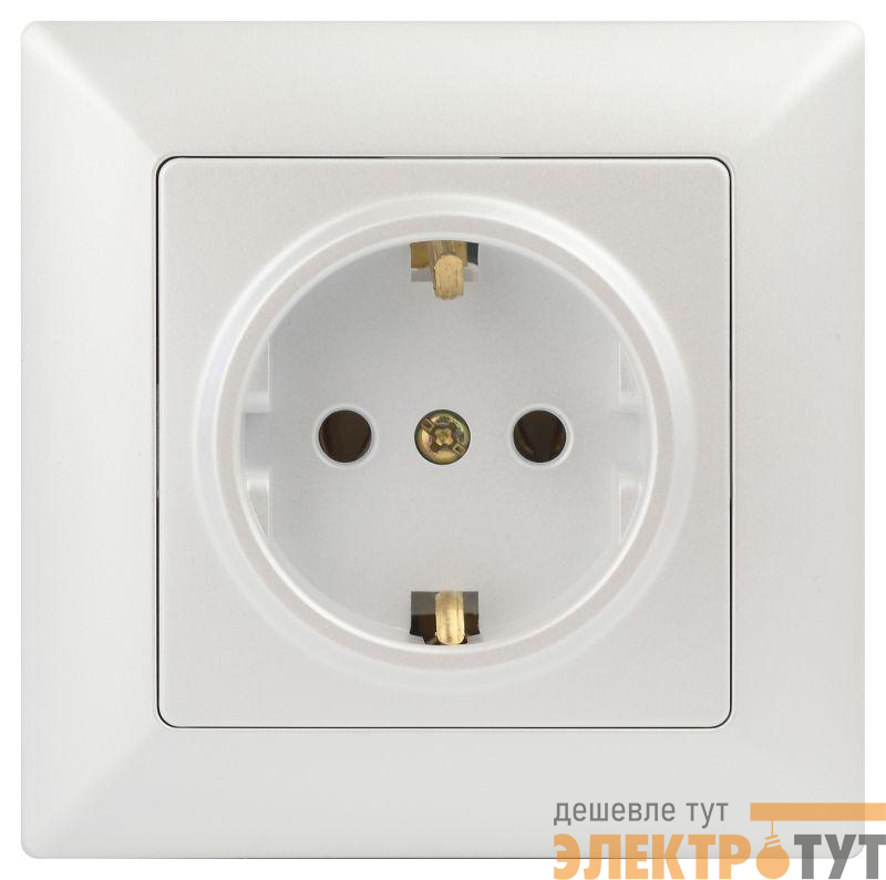 Розетка 1-м СП Solo 4-202-06 16А 250В IP20 2P+E Schuko с заземл. перламутр Intro Б0053654