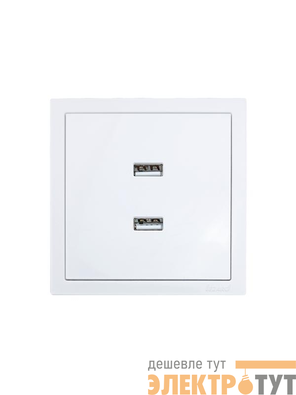 Розетка 2-м СП ZIMA IP20 USB механизм бел. LEZARD 704-0288-192