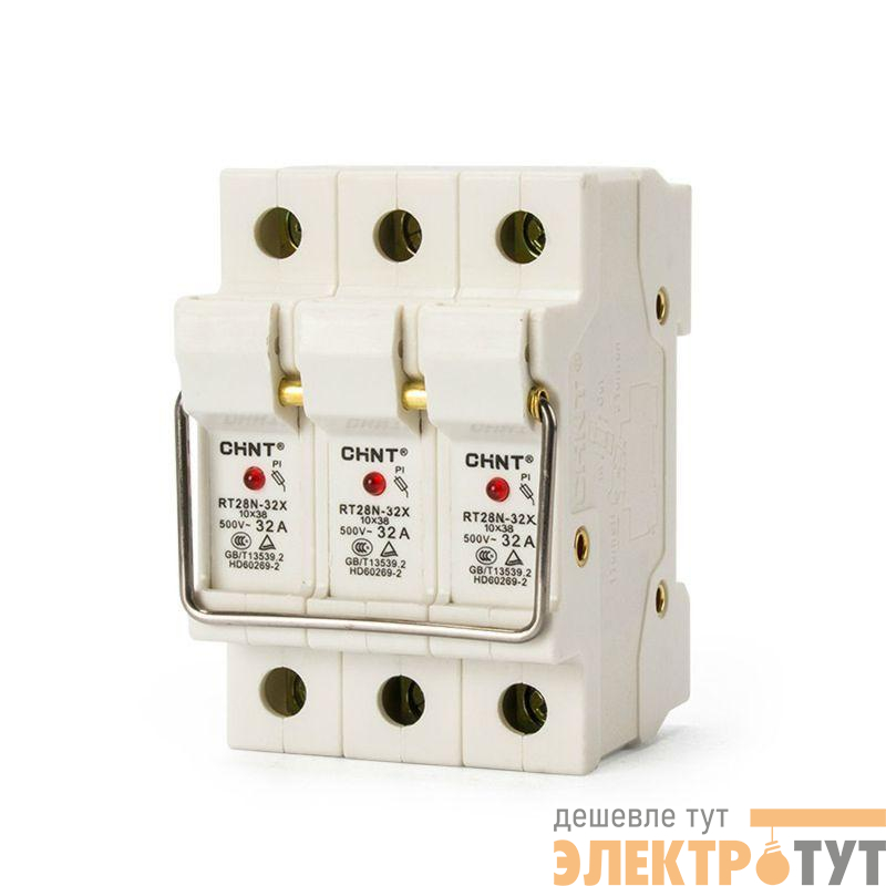 Держатель плавких вставок с индикацией RT28N-32X 10х38 3П CHINT 520349