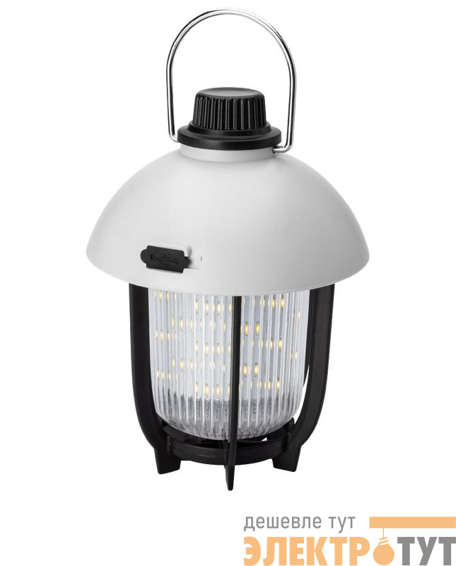 Фонарь аккумуляторный кемпинговый походный 10Вт SMD LED Li-ion 18650 1200мА.ч тепл. свет диммирование корпус ABS-пластик USB-шнур складная стальная ручка для переноски и подвешивания КОСМОС KOC618Lit