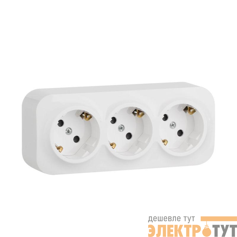 Розетка 3-м ОП Quteo 16А IP20 250В 3х2P+E с заземл. защ. шторки бел. IEK 782238