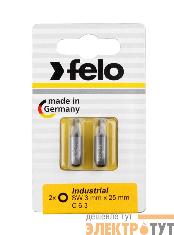 Бита шестигранная 25мм Industrial 3мм на блистере (уп.2шт) FELO 02430036