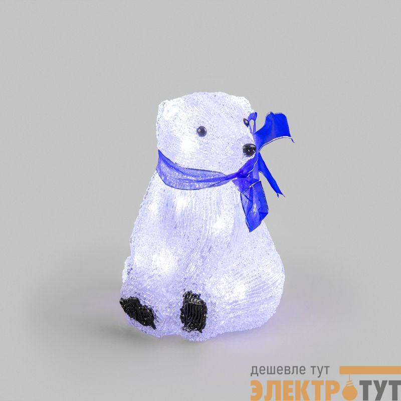 Фигура светодиодная акриловая "Белый мишка" 20см 20LED 1Вт 4.5В IP20 элементы питания 3хAA (не в компл.) бел. Neon-Night 513-247