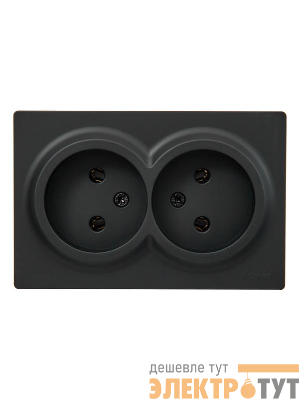Розетка 2-м ОП LETO без заземл. закрытый корпус ПБТ черн. бархат LEZARD 752-4200-128B