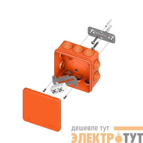 Коробка огнестойкая E45 100х100х50мм IP55 с клеммниками 4 полюса 0.5-10кв.мм HF EKF plc-kmfr-100-410