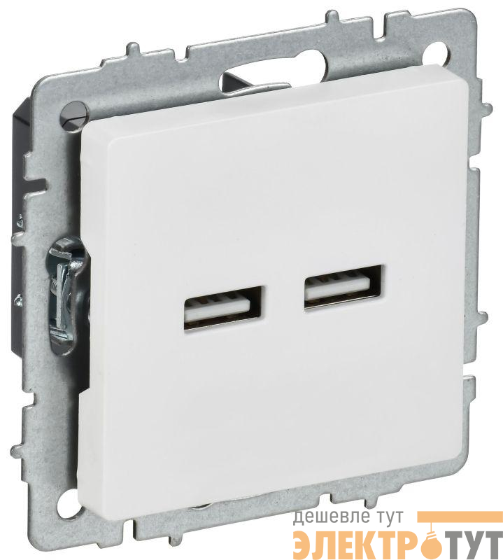 Розетка BRITE РЮ10-1-БрАБ USB A+A 3.1А механизм арктич. бел. IEK BR-U21-D31-K91