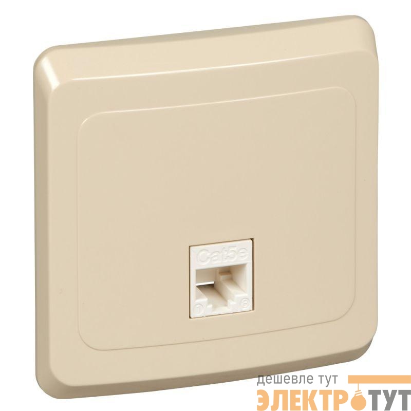 Розетка компьютерная 1-м СП Этюд RJ45 кат.5E крем. SE KOMC-001K