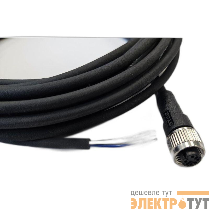 Кабель M12 4A гнездовой 10000мм прямой полиуретан свободный конец СЦМ120023-04A-2-10000 черн. СТЭЗ 185210965