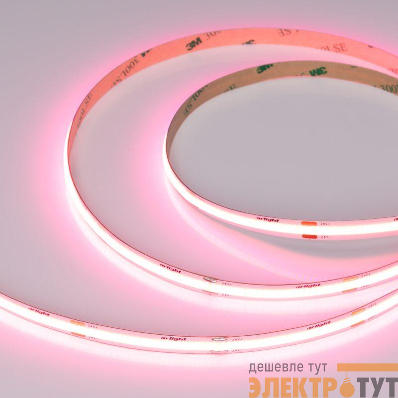 Лента светодиодная COB-X480-8mm 24V Pink 8Вт/м IP20 (уп.5м) Arlight 047743