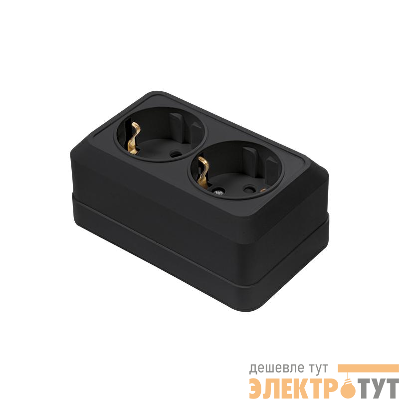 Розетка 2-м BOLLETO с заземл. накладная черн. 7128B IN HOME 4690612061061