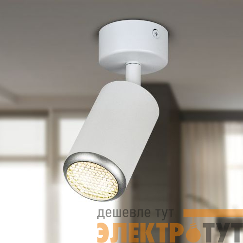 Светильник OL55 MR16 GU10 IP20 WH/SL настен./потолочн. спот бел./серебр. Эра Б0061890